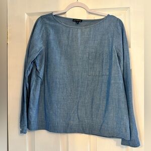 Chambray Blue Denim Long Sleeve Top